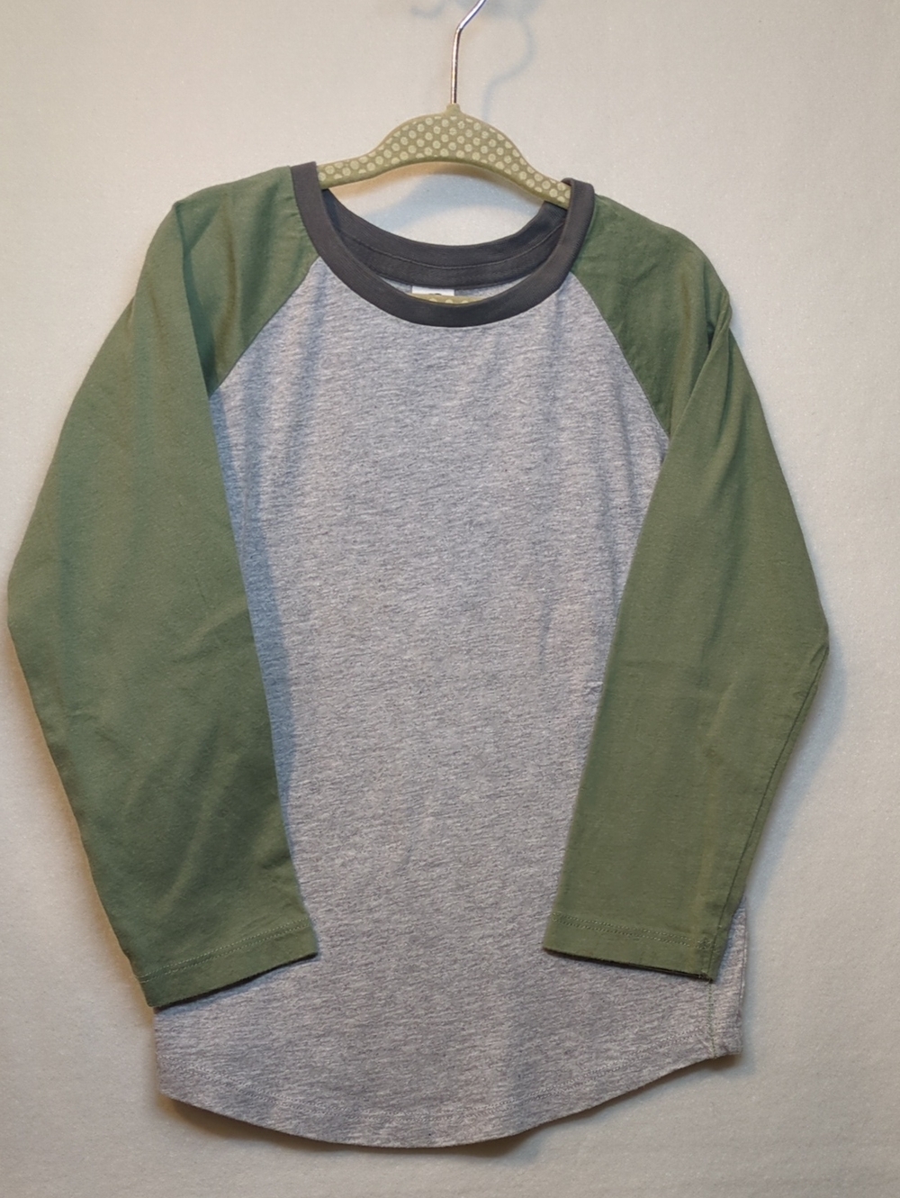 Colored Organics Gray and Olive Green Raglan Long-Sleeve Tee